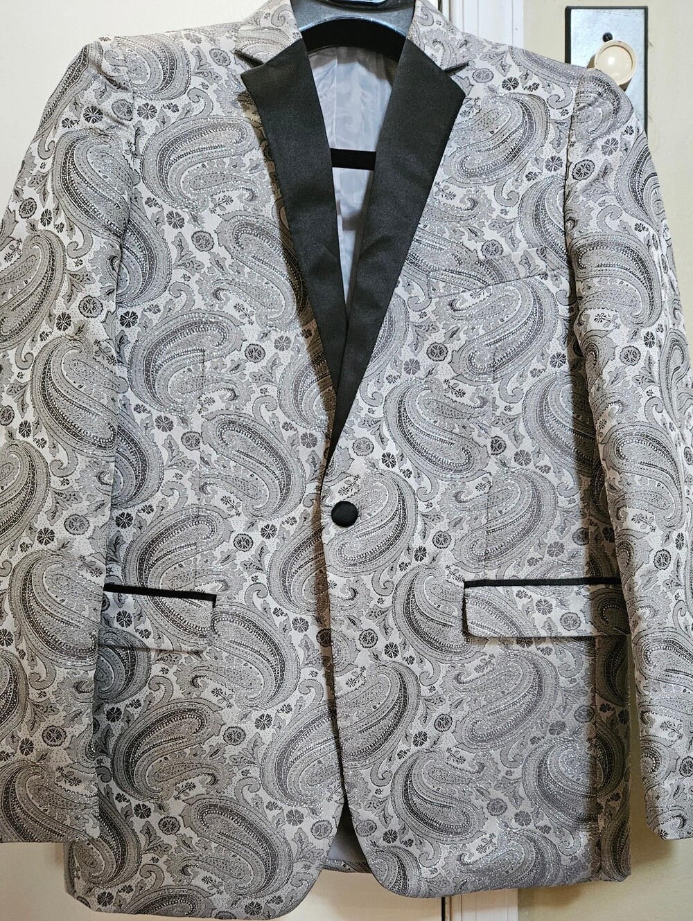 Kids World USA Silver Paisley Metallic Tuxedo Blazer Jacket Boys 16